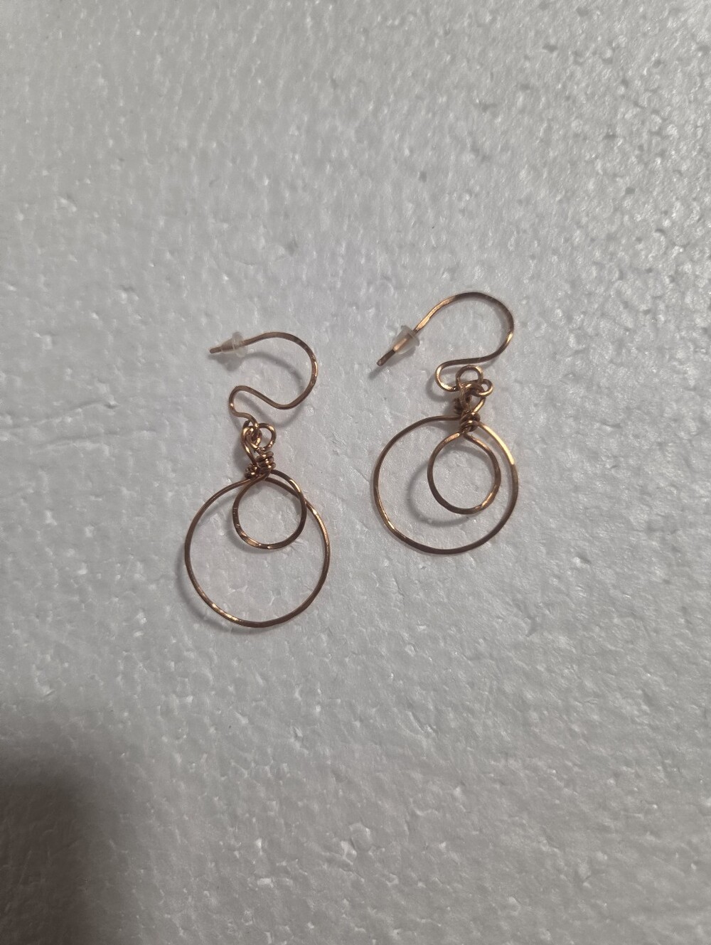 Handcrafted Delicate Copper Double Hoop Drop Earrings